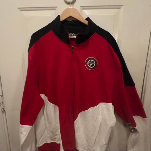 Snoop Dog Red and White Zip-Up Sweater - Picture 1 of 7